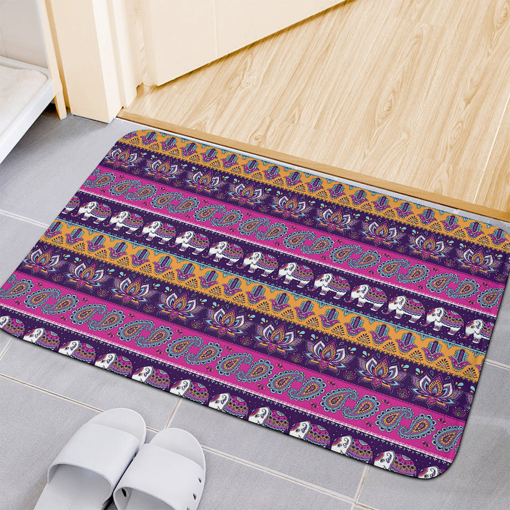 Paisley Elephant Hamsa Pattern Print Indoor Door Mat