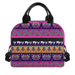 Paisley Elephant Hamsa Pattern Print Insulated Lunch Bag