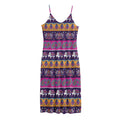 Paisley Elephant Hamsa Pattern Print Jersey Midi Cami Dress