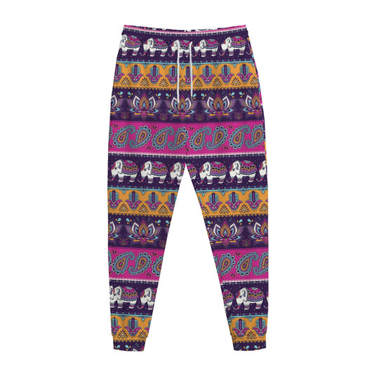 Paisley Elephant Hamsa Pattern Print Jogger Pants