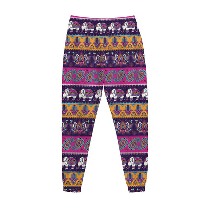 Paisley Elephant Hamsa Pattern Print Jogger Pants