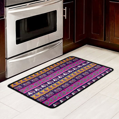 Paisley Elephant Hamsa Pattern Print Kitchen Mat