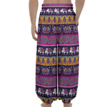 Paisley Elephant Hamsa Pattern Print Lantern Pants