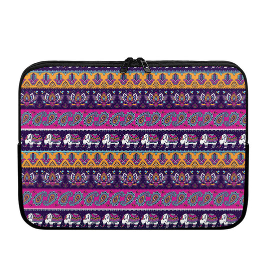 Paisley Elephant Hamsa Pattern Print Laptop Sleeve