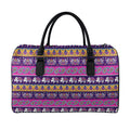 Paisley Elephant Hamsa Pattern Print Leather Duffel Bag