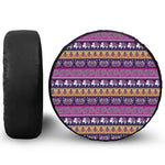 Paisley Elephant Hamsa Pattern Print Leather Spare Tire Cover