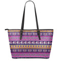 Paisley Elephant Hamsa Pattern Print Leather Tote Bag With Zipper