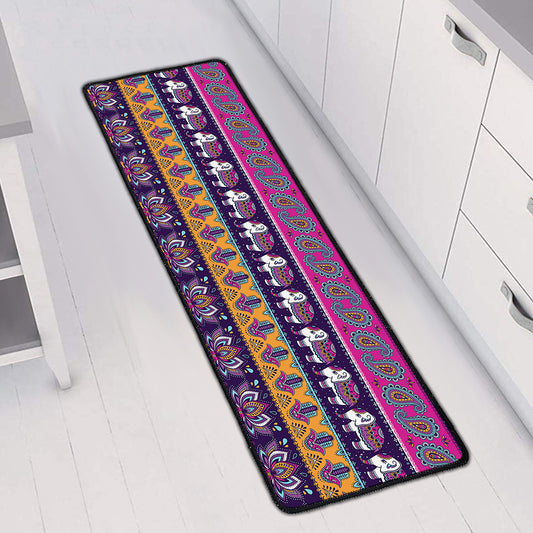 Paisley Elephant Hamsa Pattern Print Long Kitchen Mat