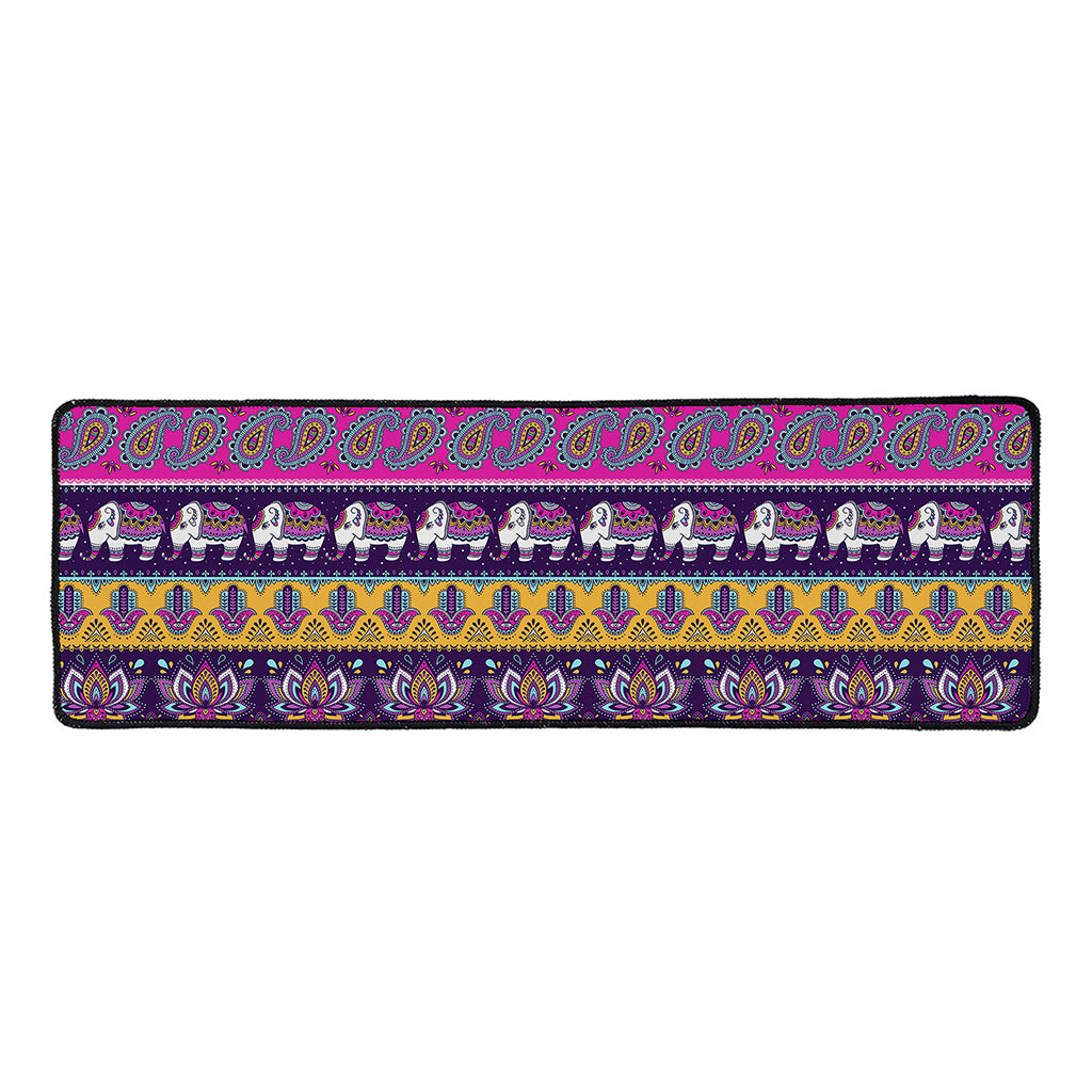 Paisley Elephant Hamsa Pattern Print Long Kitchen Mat