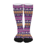Paisley Elephant Hamsa Pattern Print Long Socks