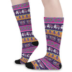 Paisley Elephant Hamsa Pattern Print Long Socks
