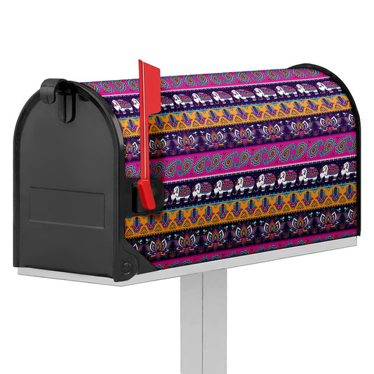 Paisley Elephant Hamsa Pattern Print Mailbox Cover