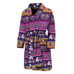 Paisley Elephant Hamsa Pattern Print Men's Bathrobe