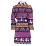 Paisley Elephant Hamsa Pattern Print Men's Bathrobe