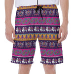Paisley Elephant Hamsa Pattern Print Men's Beach Shorts