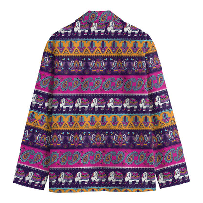 Paisley Elephant Hamsa Pattern Print Men's Blazer
