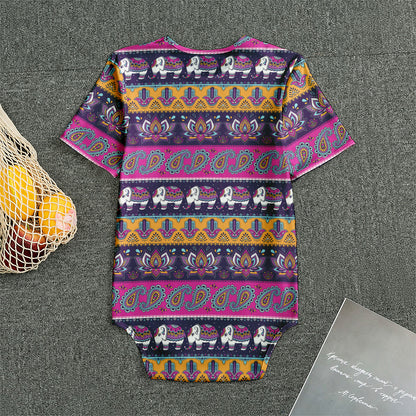 Paisley Elephant Hamsa Pattern Print Men's Bodysuit