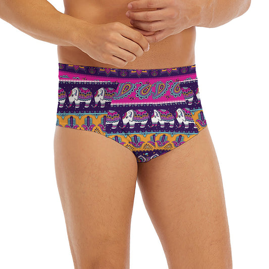 Paisley Elephant Hamsa Pattern Print Men's Briefs