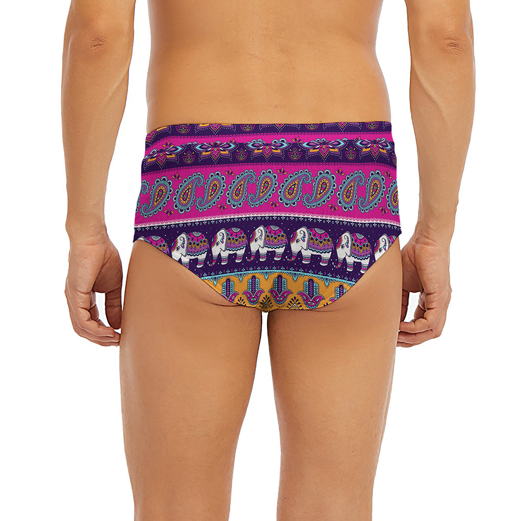 Paisley Elephant Hamsa Pattern Print Men's Briefs