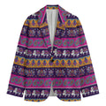Paisley Elephant Hamsa Pattern Print Men's Cotton Blazer