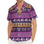 Paisley Elephant Hamsa Pattern Print Men's Deep V-Neck Shirt