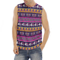 Paisley Elephant Hamsa Pattern Print Men's Fitness Tank Top