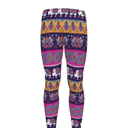 Paisley Elephant Hamsa Pattern Print Men's leggings
