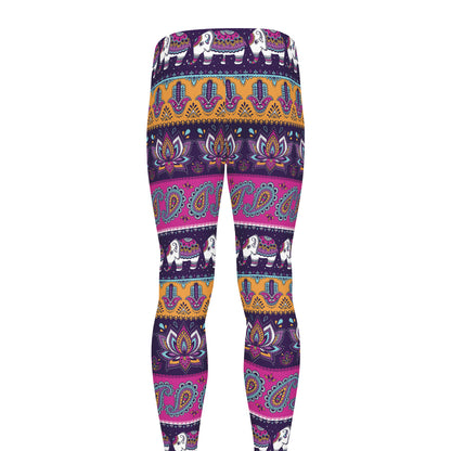 Paisley Elephant Hamsa Pattern Print Men's leggings