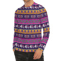 Paisley Elephant Hamsa Pattern Print Men's Long Sleeve Rash Guard