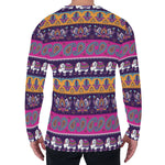 Paisley Elephant Hamsa Pattern Print Men's Long Sleeve T-Shirt