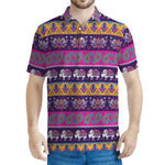 Paisley Elephant Hamsa Pattern Print Men's Polo Shirt