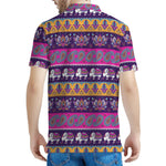 Paisley Elephant Hamsa Pattern Print Men's Polo Shirt