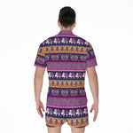 Paisley Elephant Hamsa Pattern Print Men's Rompers