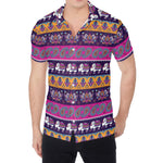 Paisley Elephant Hamsa Pattern Print Men's Shirt