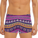 Paisley Elephant Hamsa Pattern Print Men's Short Boxer Briefs
