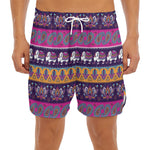 Paisley Elephant Hamsa Pattern Print Men's Split Running Shorts