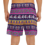Paisley Elephant Hamsa Pattern Print Men's Split Running Shorts