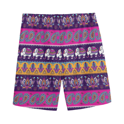 Paisley Elephant Hamsa Pattern Print Men's Sports Shorts