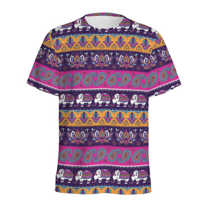 Paisley Elephant Hamsa Pattern Print Men's Sports T-Shirt
