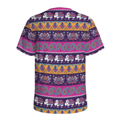 Paisley Elephant Hamsa Pattern Print Men's Sports T-Shirt