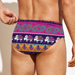 Paisley Elephant Hamsa Pattern Print Men's Swim Briefs