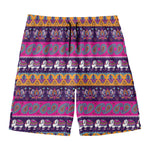 Paisley Elephant Hamsa Pattern Print Men's Swim Trunks