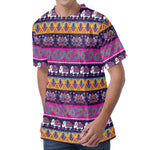 Paisley Elephant Hamsa Pattern Print Men's Velvet T-Shirt