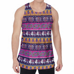 Paisley Elephant Hamsa Pattern Print Men's Velvet Tank Top