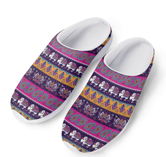 Paisley Elephant Hamsa Pattern Print Mesh Casual Shoes