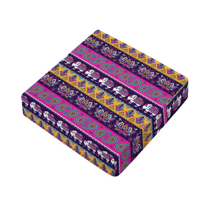 Paisley Elephant Hamsa Pattern Print Outdoor Seat Cushion Cover