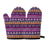 Paisley Elephant Hamsa Pattern Print Oven Mitts