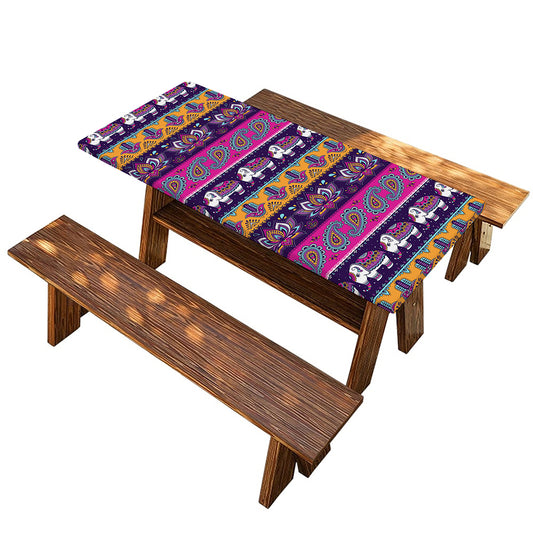 Paisley Elephant Hamsa Pattern Print Picnic Table Cover