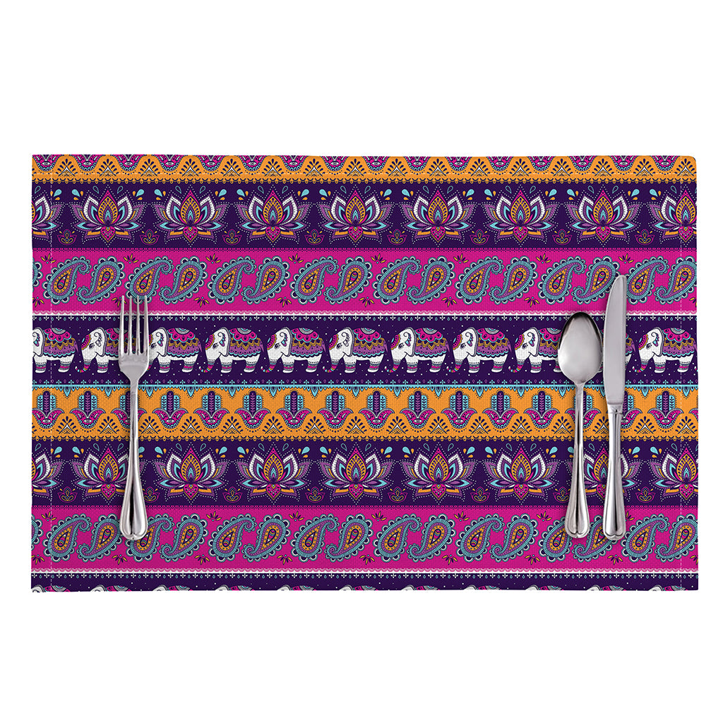 Paisley Elephant Hamsa Pattern Print Placemat