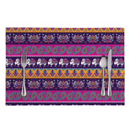 Paisley Elephant Hamsa Pattern Print Placemat